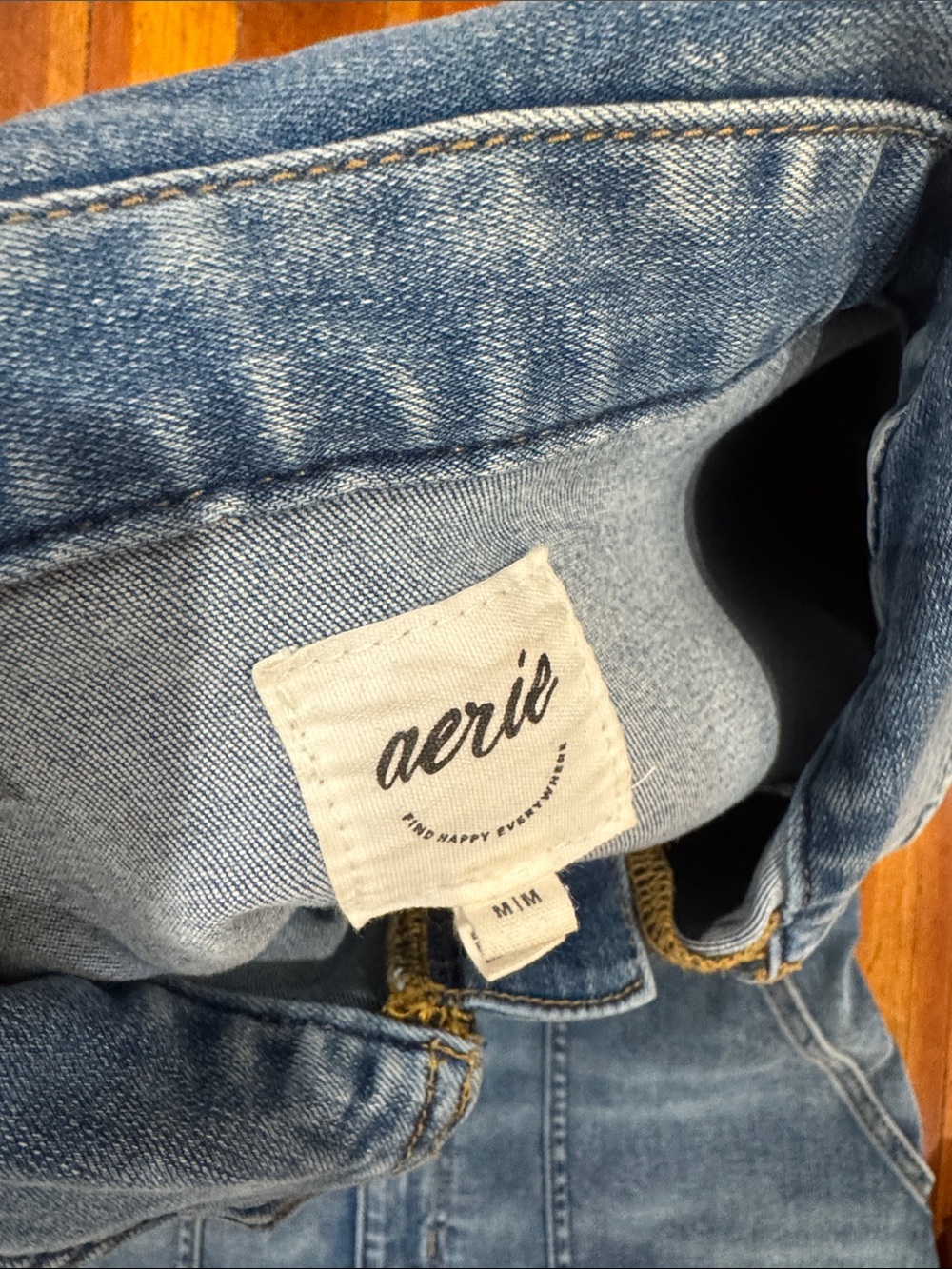 aerie Washed Blue Denim Short Sleeve Utility Jumpsuit - Picture 3 of 4
